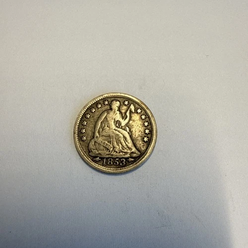 Original VF+/XF 1850 Seated Liberty 5 cent half dime silver