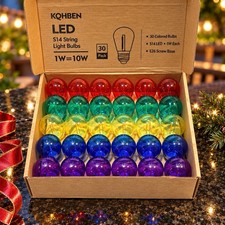 30 Pack Kqhben S14 Led String Light Replacement Bulbs E26 1w Multicolor