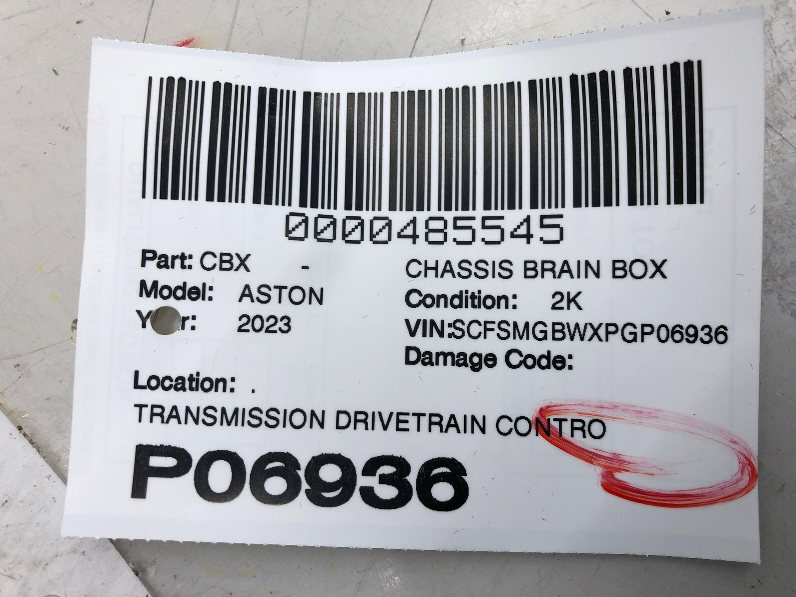 Aston Martin Vantage 2019-2023 Transmission P/N 2229001306