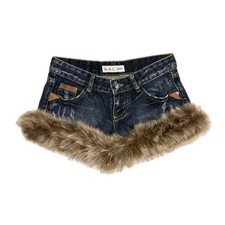 Gyaru Punk Y2K Faux Fur Shorts - Vintage Style, Size 38