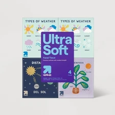 Ultra Soft 3-Ply Facial Tissue - Back-to-School Designs - 4pk/260ct - up&up™