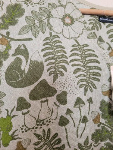 Gundrum Sjoden Green Tunic Dress XL Lagenlook Hippie Mushroom Floral Fox AOP NWT - Picture 3 of 14