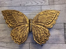 1970s Homco Plastic Boho Butterfly Wall Art Gold Vintage Made In The USA