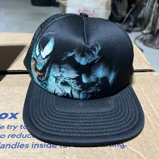 Venom Marvel Hat Cap Snapback Trucker Black Adult Mens Graffiti Drip Flat Brim