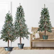 Northlight 3 Flocked Alpine Artificial Christmas Trees 3ft, 4ft 5ft Multi Lights