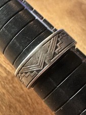 Anillo de plata esterlina pirámide maya banda azteca talla 8,75 WM fabricación Wheeler