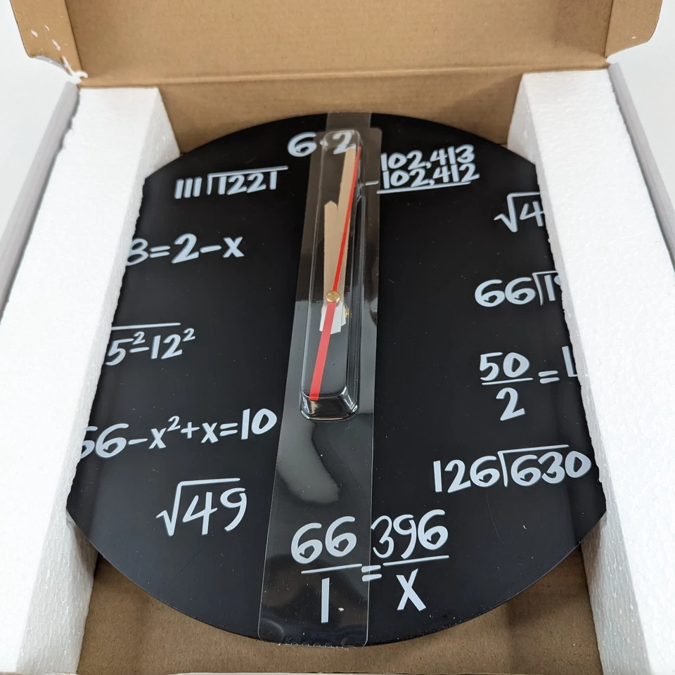Decodyne Math Equation Wall Clock – Nerdy Geek Black White Battery Operated -NEW - Image 3 of 4