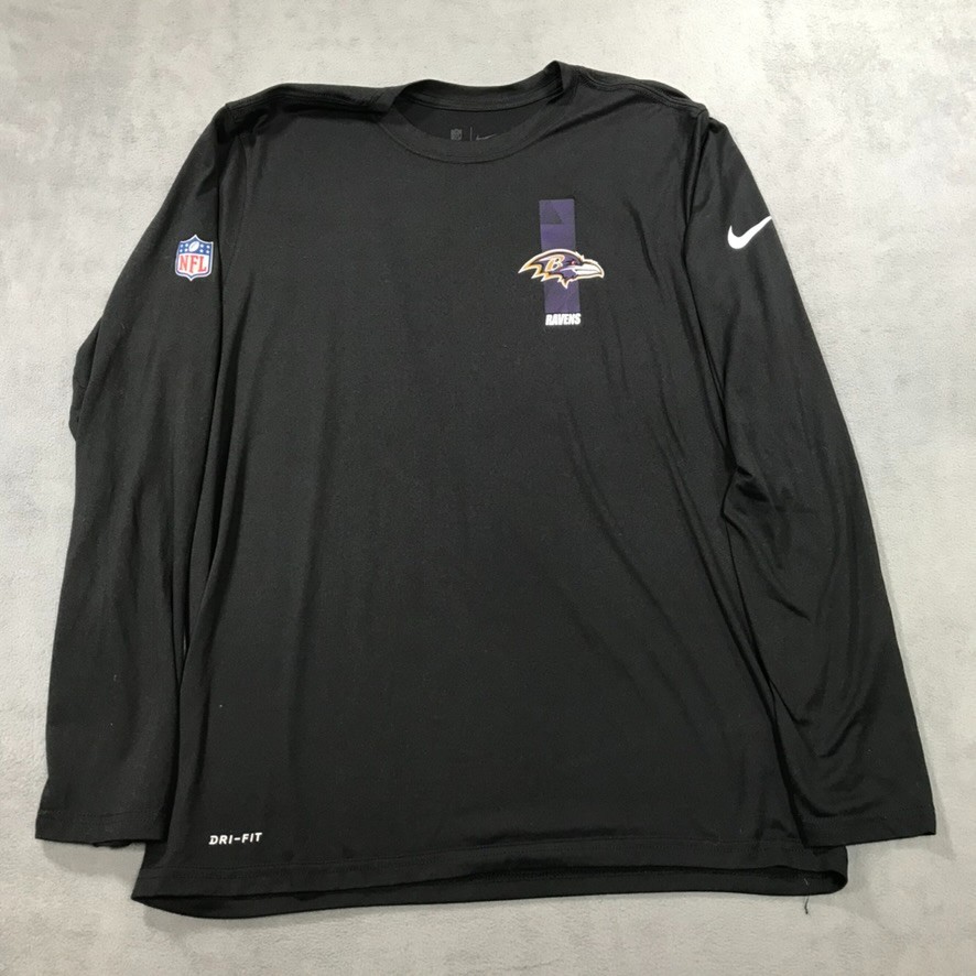 Baltimore Ravens Nike Shirt Men's Large Black Long Sleeve Dri Fit