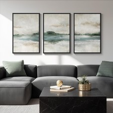 Large Framed Abstract Nature Landscape Wall Art for Living Room, Set of 3 Mod...