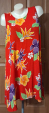 Tropical Batik Red Dress Floral Sleeveless Scoop Neck Float Lounging One Size