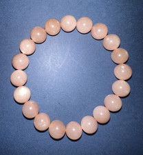 Beaded Gemstone Bracelet Round Peach Stones Unisex Adults Jewelry