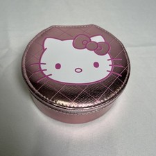 HELLO KITTY Shiny Pink ZIP AROUND Travel JEWELRY CASE STORAGE 5 Round