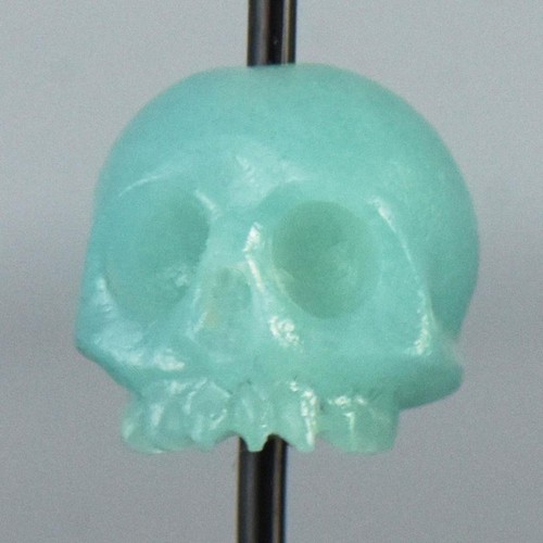 Skull Bead Carved Natural Blue Amazonite 8.35mm Vertical Drilled Handmade 0.74 g - Picture 7 of 14