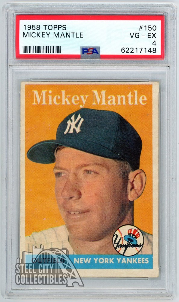 Mickey Mantle 1958 Topps Card #150 PSA 4 VG-EX (148)