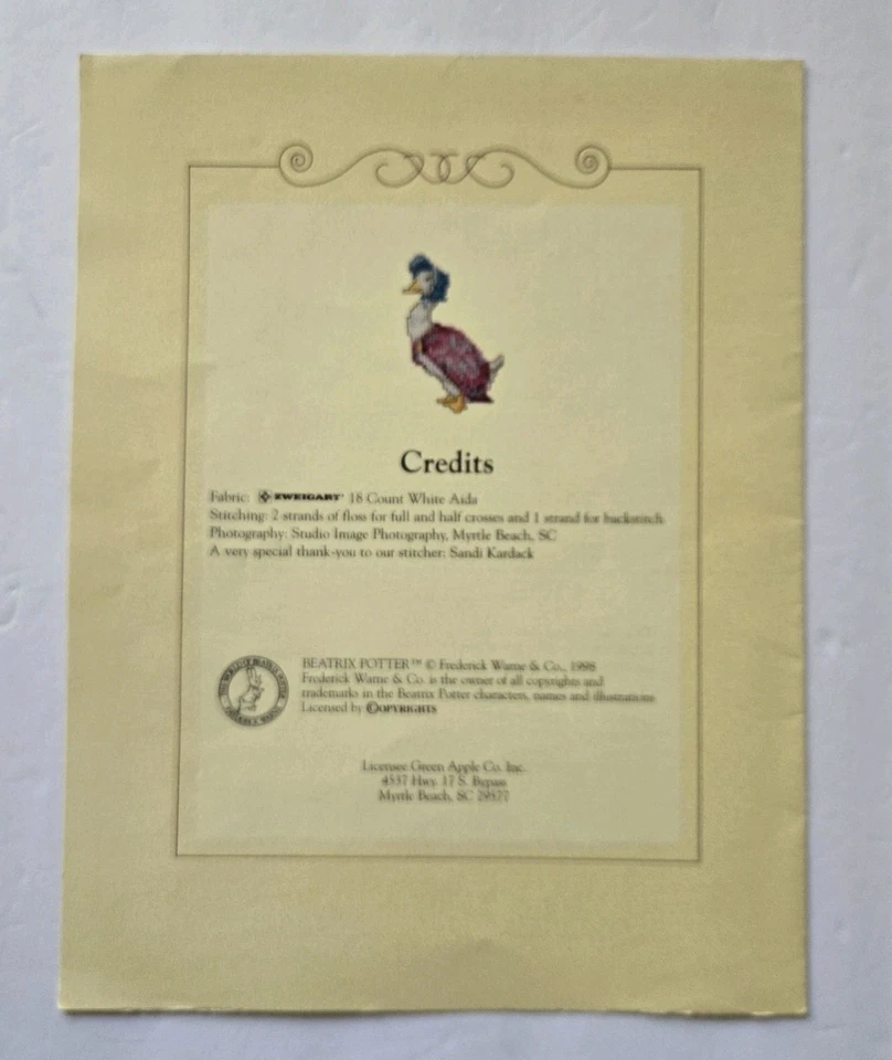 Beatrix Potter Jemima Puddle Duck Birth Sampler Cross Stitch Pattern 646 Geese - Image 3 of 4