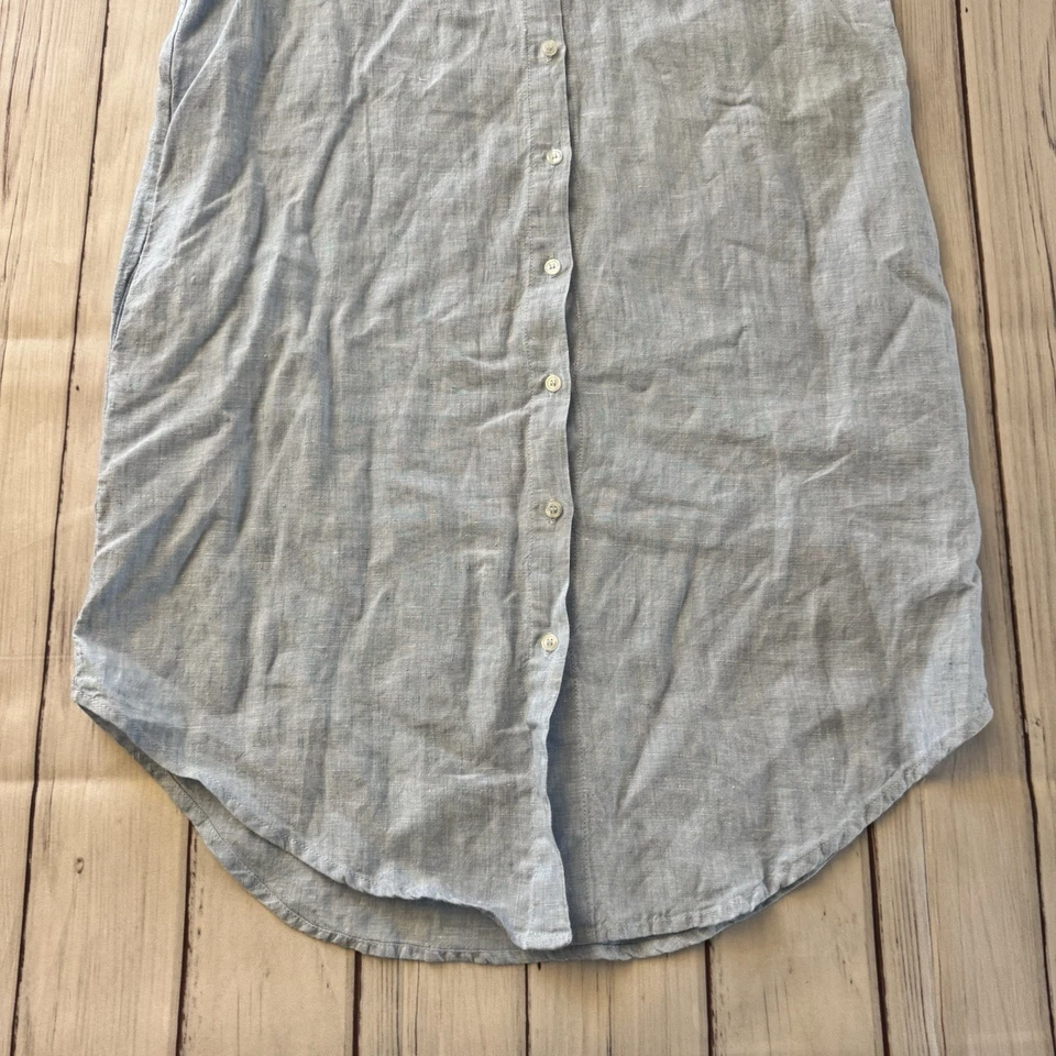 Vestido camisero Saks Fifth Avenue azul 100 % lino con bolsillos talla pequeña para mujer’s Foto 3 de 4