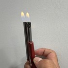 Gun-Shaped Double Barrel Lighter, Faux Wood Grip, Red & Silver Collectible — photo 8