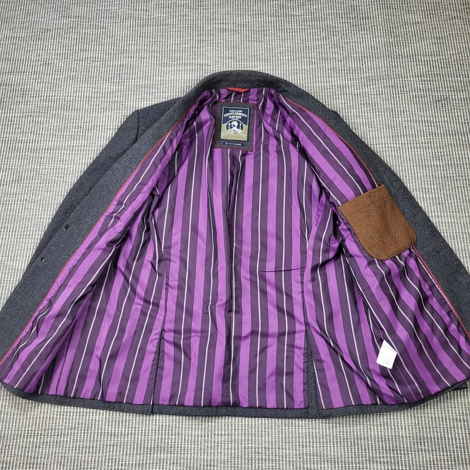 White Stuff Gentlemen's Relish Tweed Blazer Jacket Mens XL Grey Herringbone Wool - Image 3 of 4