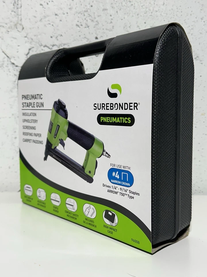 Grapadora neumática de alta resistencia Surebonder 9600B con estuche (tipo T-50) NUEVA SELLADA Foto 2 de 4