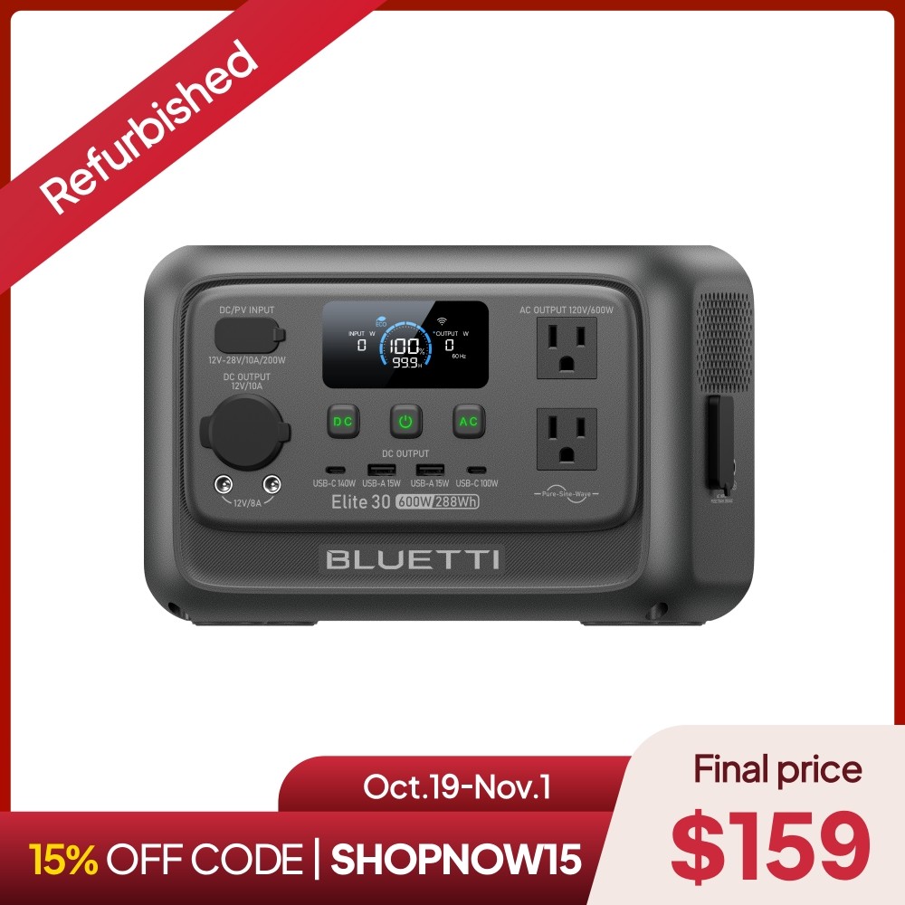 BLUETTI Elite 30 V2 288Wh Portable Power Station for Camping Refurbished