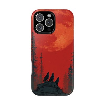 Phone Ink - Case for iPhone MagSafe, Galaxy, Pixel - Wolves Howling Blood Moon