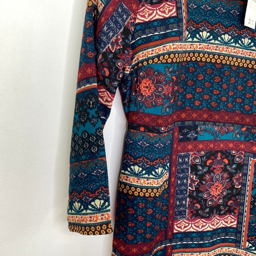 Abercrombi Multi-Color Boho Long Sleeve Dress Women XS Artsy Retro 70s Inspired - Picture 3 of 9