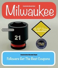 Milwaukee 49-66-6144 21mm Shockwave Impact Duty 38 Drive Shallow Socket 21 Mm
