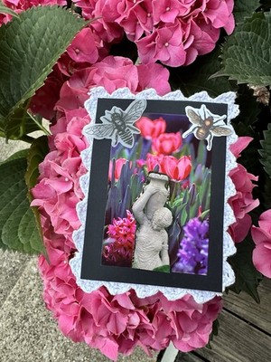 Aceo Original Flowers And Woman Statue Collage