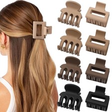 8 Pcs Small Hair Clips for Women and Girls, Rectangle Matte Claw Clips for Th...