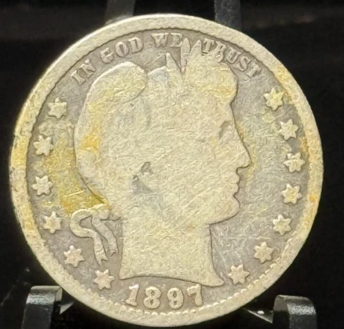 1897 US Barber Quarter 25C Silver Coin