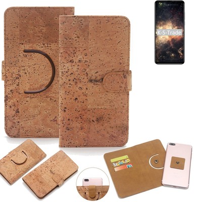Wallet case für Cubot Max 2 Kork Schutz Hülle Walletcase Cover Tasche