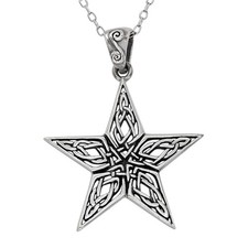 Celtic Knot Star Pentacle Pentagram Pendant Necklace 20" Sterling Silver Jewelry