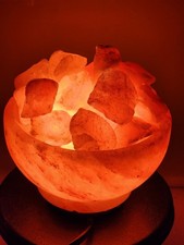8.1lb 100 Pink Himalayan Salt Lamp Fire Bowl Natural Mineral  Cord  LED Bulb