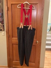 Woolrich Woolen Mills Gray Red Malone Stripes Wool Trousers Classic Mens 42x30