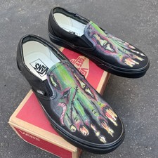 All Black Slip on Vans shoes with Zombie feet design
