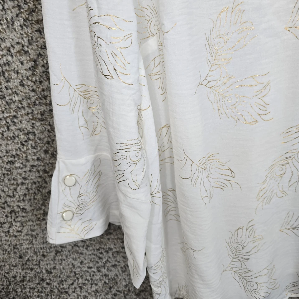 Blusa Olivia & Martin Top Mujer Plus 2X Oro Blanco Cuello en V Manga 3/4 Damas Foto 3 de 4