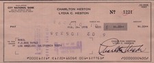 CHARLTON HESTON - AUTOGRAPHED SIGNED CHECK 02/24/1978