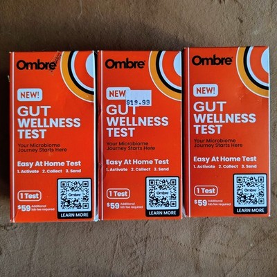 Lot of 3 Ombre GUT WELLNESS TESTS Easy At Home Test HEART BRAIN METABOLIC HEALTH
