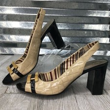 Anne Klein Size 6.5 Classic Dress Pump Sling Back Vegan Snake Embossed Slip On