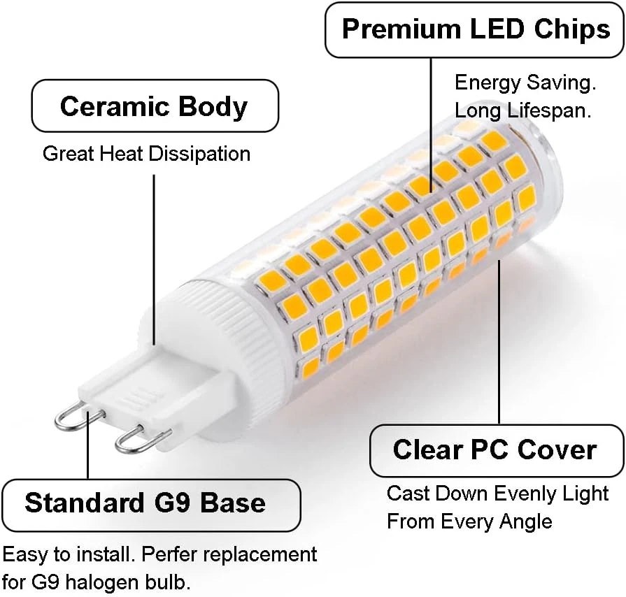 G9 LED Bulb 10W, 100W G9 Halogen Bulb Equivalent, 1200LM, AC 100V-265V, Daylight - Image 2 of 4