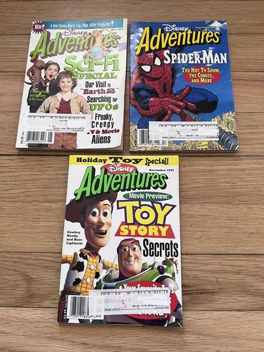 Lot of 3 Disney Adventures Magazines from 1995 Toy Story, Spider-Man, Gargoyles