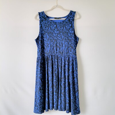 apt 9 a line dress APT. 9 Womens Blue Sleeveless Boat Neck Animal Print A-Line Dress Size XL