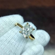 9x7mm Radiant Cut Moissanite Hidden Halo Engagement Ring 14k Yellow Gold Plated