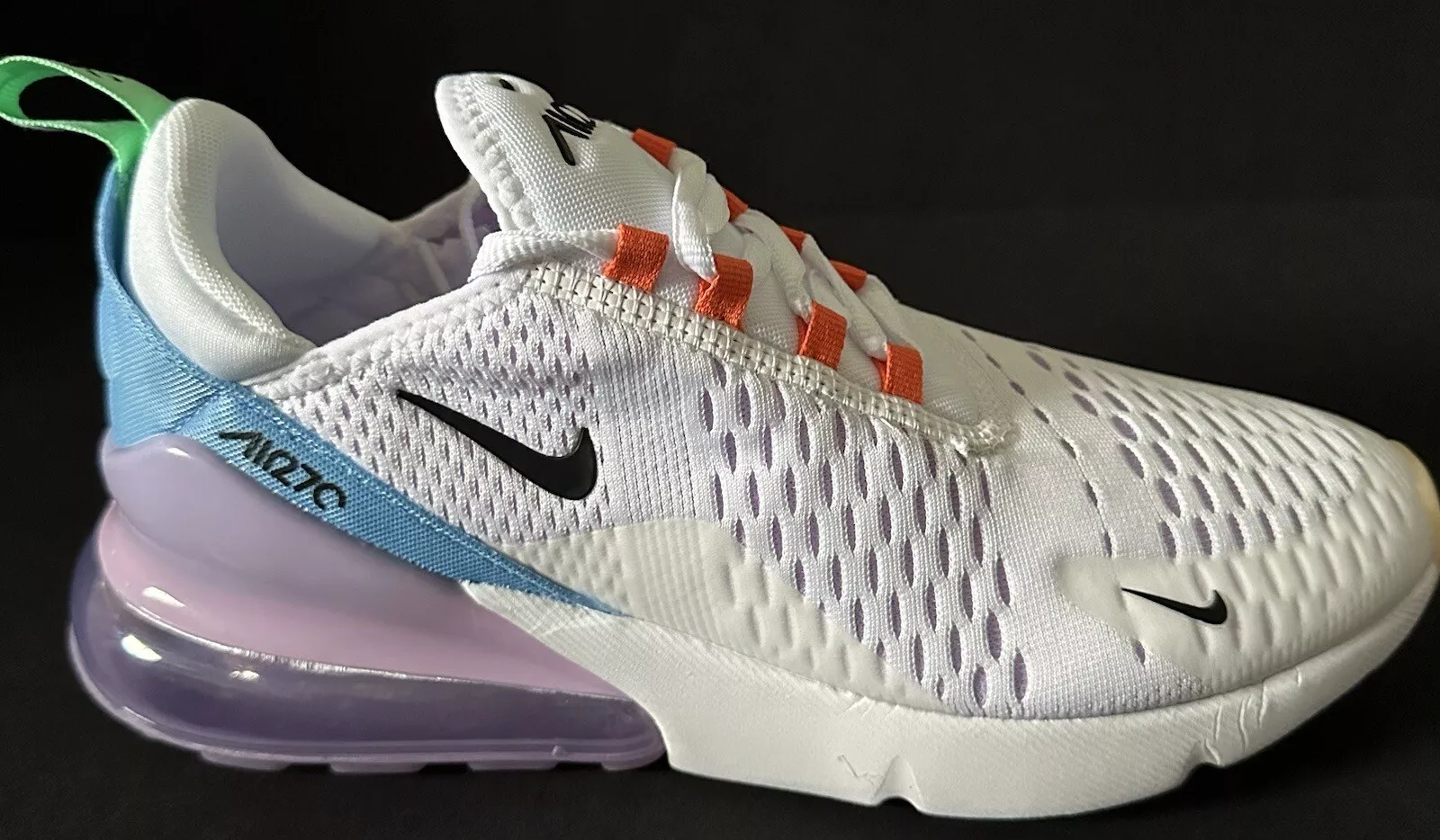 Nike Air Max 270 Running Shoes White Lavender Purple Women Size 8.5 DX2351 100