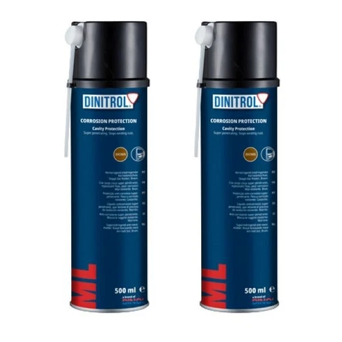 2 x DINITROL ML RUST PROOFING CAVITY WAX 500ml AEROSOL DOOR SKIN