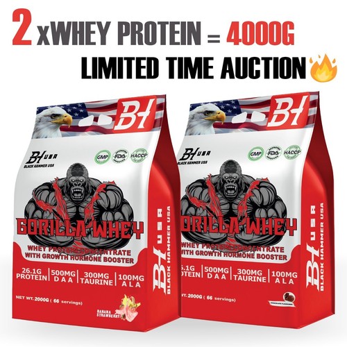 2xWhey Protein GORILLA 4000G (2x2000G) – Black Hammer USA - AUKTION