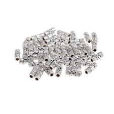 50PCS Tibetan Silver Column Tube Spacer Beads Jewelry Making Findings for DIY