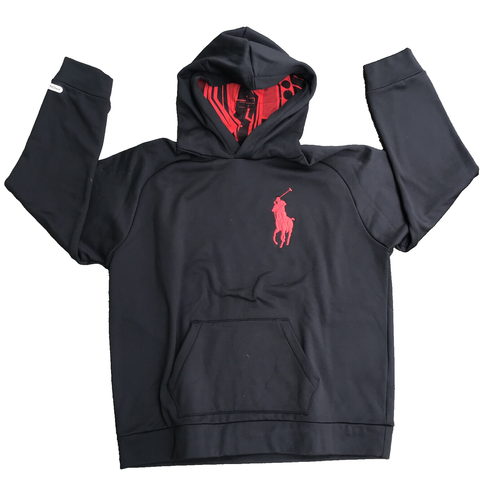 Felpa con cappuccio polo Ralph Lauren ragazzo taglia XL logo pony nera pullover rosso
