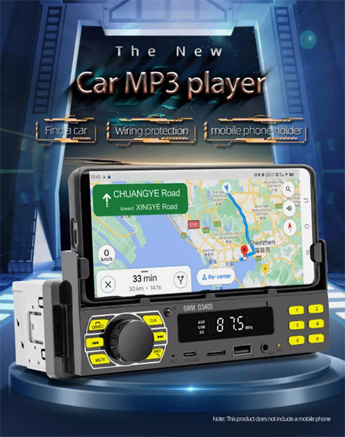 1DIN Car MP3 Player Bluetooth In-Dash Digital Audio USB Positioner Stereo Radio - Image 4 of 4