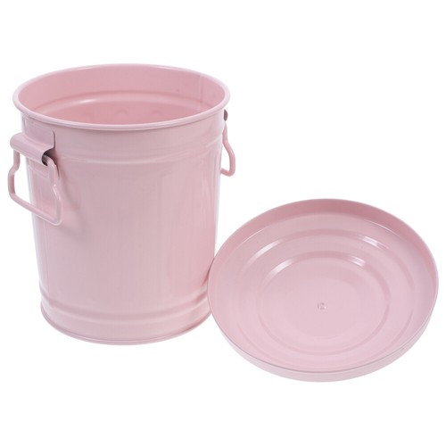 Trash Can with Lid Hot Pink Steel Dark Green Desktop Small Office - Picture 12 of 12